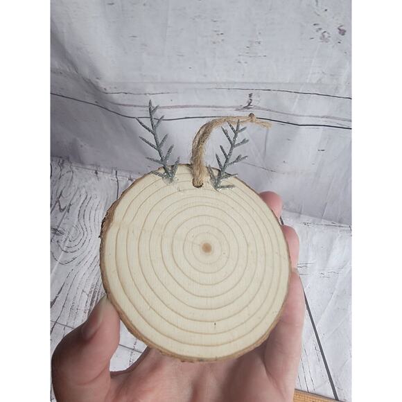 Handmade Painted Wood Slice Rudolph The Red Nose Reindeer Ornament Rustic - Picture 4 of 4